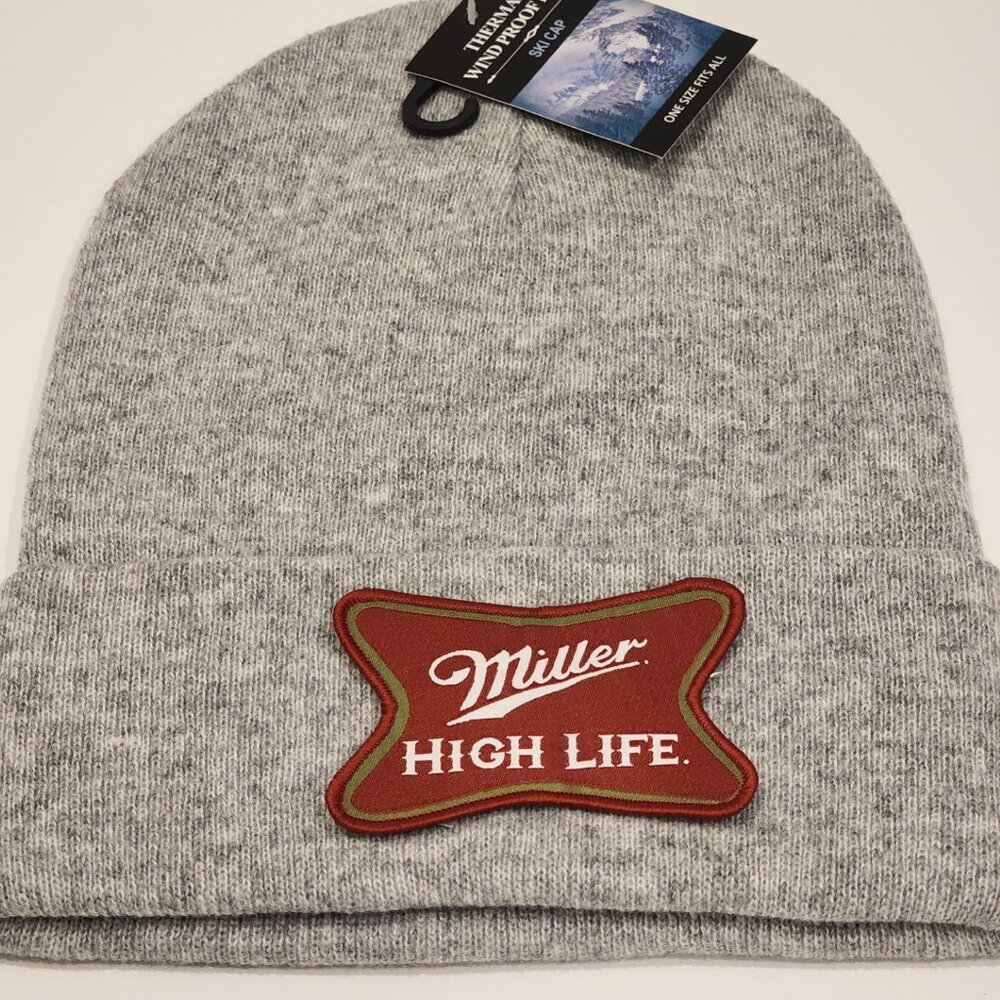 Miller High Life Knit Cuffed Beanie in Gray